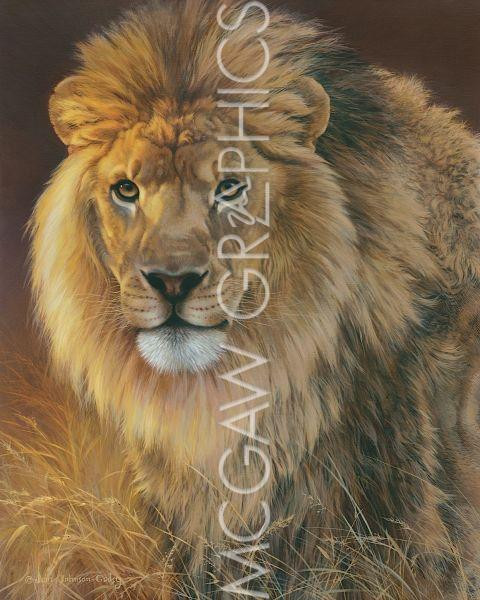 JOHNSON-GODSY JONI-POWER AND PRESENCE- AFRICAN LION-Offset Lithograph 11″ x 14″