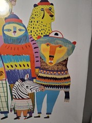 Ikea BILD Artwork Animals Wearing Sweaters Clothes 20″X 28″ Unframed