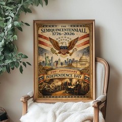 US 250th Anniversary Frog Wall Art Patriotic American Flag Poster Decor