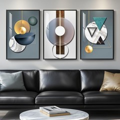 Large Framed Modern Abstract 3-Piece Wall Art Set in Blue-Green, 30×60 In