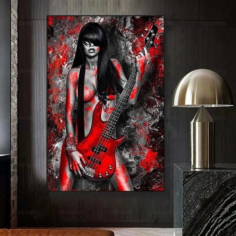 Abstract Red Sexy Women Canvas Painting Canvas Wall Art Canvas Print Art Mural