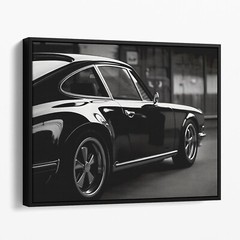 Vintage Black Porsche 911 Side View Sports Cars Canvas Wall Art Print