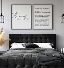 Romans 12:9-13, Bible Verse Quote Poster Prints, Home Wall Art Décor