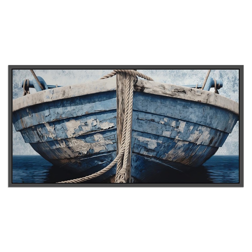 Nautical Decor Rustic Boat Wall Art Decor Picture Rustic Coastal Canvas Print…