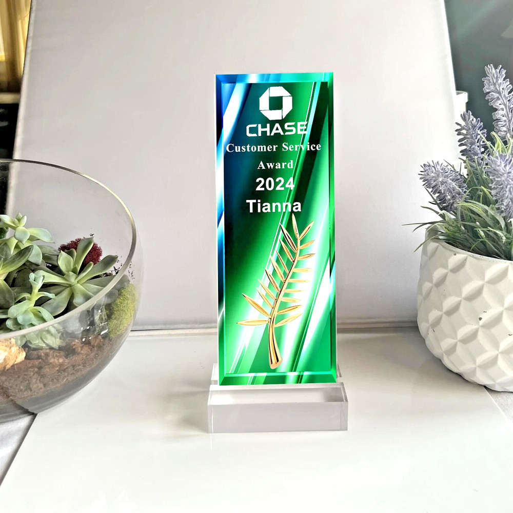 Custom Acrylic Trophy – Add Logo, Employee Recognition Award, Business Gift Plaq