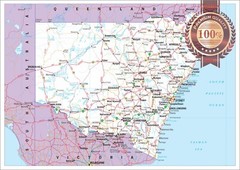 NEW SOUTH WALES STATE ROADS AUSTRALIA MAP OF AUS WALL CHART PRINT PREMIUM POSTER