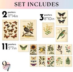 Large 11×14 Vintage Botanical Wall Art Decor Plant Posters For Room Aesthetic