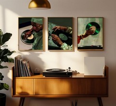 Black Men Wall Art African DJ Painting Pictures Wall Decor Hip Hop Posters Mo…