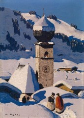 Alfons Walde – Aurach – 1931 – Austrian Alpine Village Winter Landscape Print