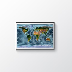 World Map, WGS84 Projection World Map, Printed and Framed World Relief Map
