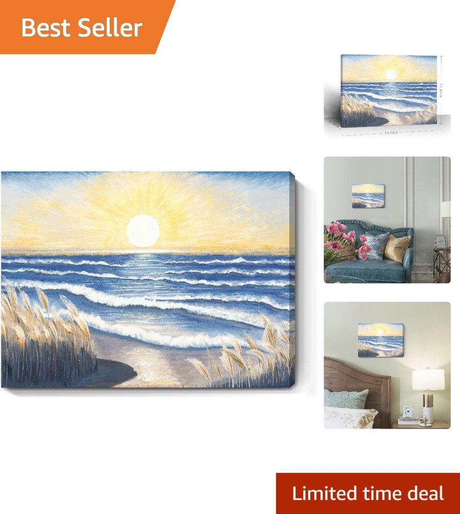 Vivid Ocean Waves Seascape Artwork – 12×16 Waterproof Canvas for Living Room