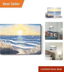 Vivid Ocean Waves Seascape Artwork – 12×16 Waterproof Canvas for Living Room