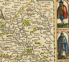 Ancient 1626 Early Antique Decorative Map of Bohemia Cotton Canvas Wooden Hanger