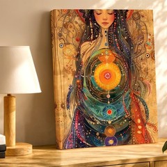 Wall Art Boho Spiritual Woman Chakra Mandala Canvas Print Mystical Home Decor