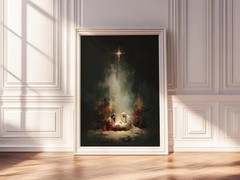 Nativity Scene Canvas Art Holy Family with Baby Jesus, Mary & Joseph, Christmas