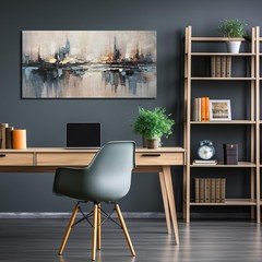 TYTAUPT Abstract Canvas Wall Art for Bedrooom Blue and Gray Wall Decor for Li…
