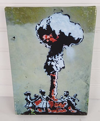 Mushroom Cloud by Banksy Graffiti Fire Pop Wall Art Canvas for Room Office 7×10″