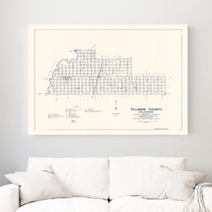 Old Map of Tillman County, OK 1936 – Vintage Oklahoma Art