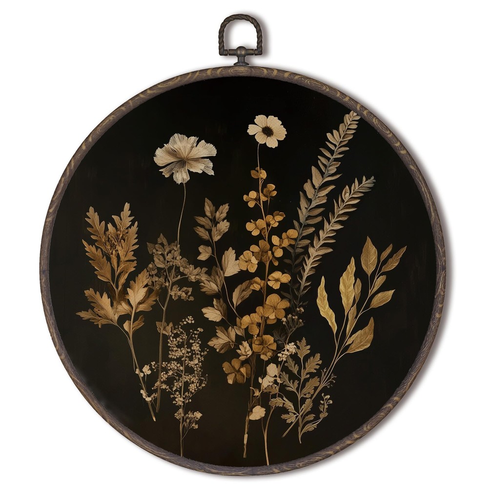XNXLDYLH Vintage Black Dark Cottagecore Round Framed Wall Art Decor, Rustic F…