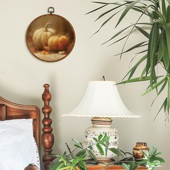 Vintage Pumpkin Round Wall Art Decor – Retro Autumn Moody Fall Wall Art Canva…