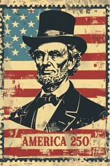 250 Years of America Patriotic – Abraham Lincoln 4th of July – POSTER 20″x30″
