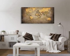 High Definition Vintage World Map Canvas Art – Perfect for Home Office 24x48in