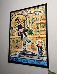 Alec Monopoly Yatch Wall Art Print 18in x 24in, Mounted Canvas, Framed, Acrylic