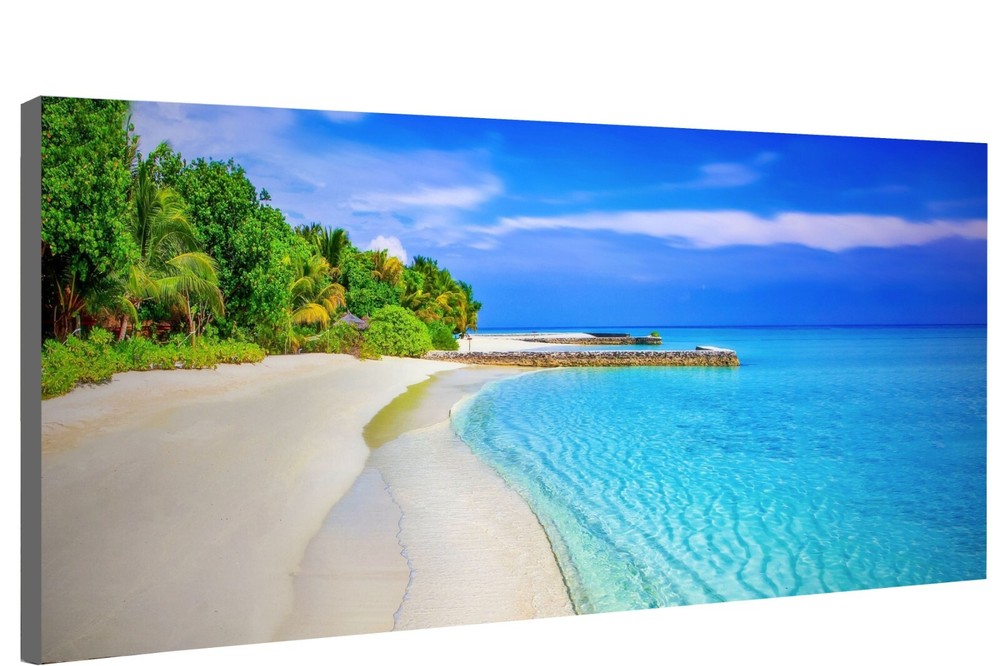 Hawaii Sandy Beach Palm Trees Tropical Paradise Vacation Art Gallery Canvas Wrap