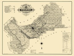 Historic County Map – Fresno County California – McKay 1914 – Vintage Wall Art