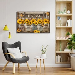 Farmhouse Sunflower Wall Art, Framed Inspirational Wall Art Living Room, Yell…