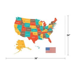 Colorful Classroom Map Of United States USA School Art Print Poster 36×24