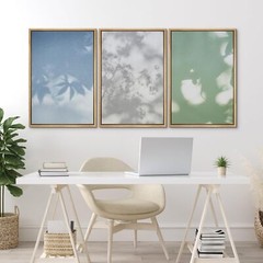 Wall26 Botanical Shadow Modern Wall Art Minimal Framed Canvas Print Set of 3