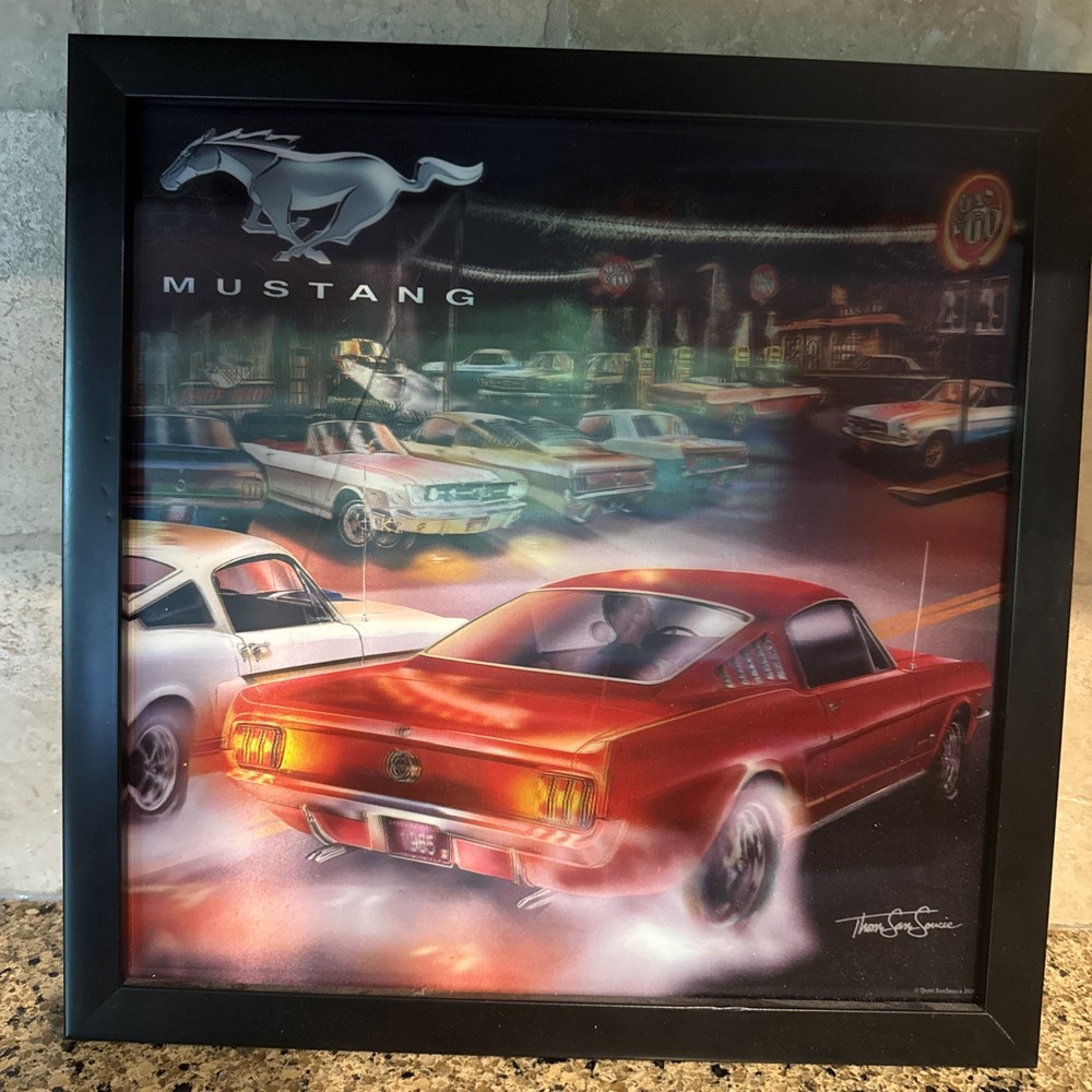 Ford Mustang Lenticular Wall Decor 3D Dimensional Framed Mancave Garage
