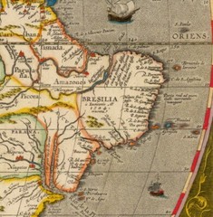 Ancient 1587 Vintage Rare America Map; 100% Cotton Canvas Magnetic Wooden Hanger