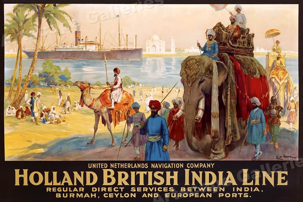 1930s “Holland British India Line” Vintage Style Cruise Travel Poster – 24×36