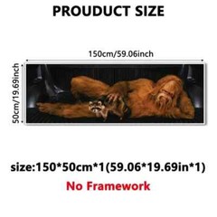 Bigfoot with Raccoon – Unframed Canvas Print – 60″ x 20″ – Sasquatch at his Best