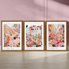 Floral Wall Art Set of 3 Market Canvas Wall 16L» x 12W» Colorful Flower Framed