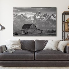 Barn Grand Teton National Park Wyoming Mountain Landscape Canvas Wall Art Print