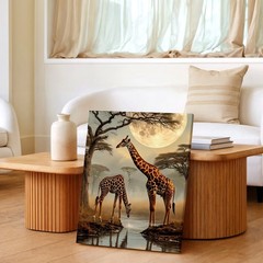 Wall Art Giraffe Pair Moonlit Safari Landscape Canvas Print Wildlife Home Decor