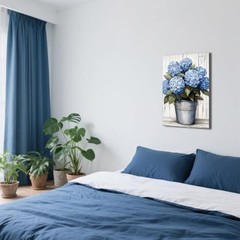 Blue Hydrangea Picture Wall Art Bathroom Decor Hydrangea 18″L x 12″W Teal