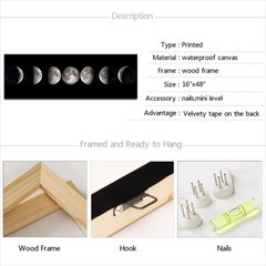 Modern Giclee Canvas Prints Stretched Artwork Phases of Moon Black and White …