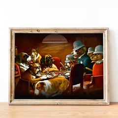 Dogs Playing Cards – Pinched With Four Aces CM Coolidge Wall Art Poster Print