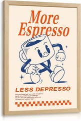 Funny Coffee Wall Art, Vintage Cafe Kitchen Wall Decor, More Espresso 8×10 Inch