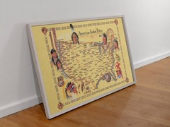 American Indian Tribes At Time Of Columbus Arrival Vintage Map Poster 18×12