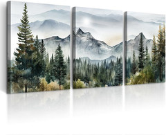 Abstract Mountain Forest Canvas Art – Framed Wall Decor for Home & Office