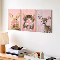 3 Pieces Adorable Animal Bubblegum Large Wall Art Set for Bedroom Set Of 3