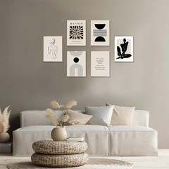 8x10in Unframed Matisse Wall Art Prints Set – Abstract Leaf Women, Beige & Bl…