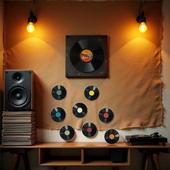 8Pcs 9In Colorful Vinyl Records Decor Wall Stickers, Album Cover Posters Vintage