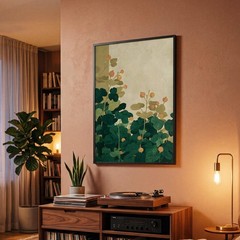 Vintage Art Nouveau Flower Art Poster Teal Orange Botanical Poster Home Wall Art