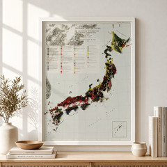 Japan Geological Map Wall Art – Vintage 2D Topographic Poster Print Decor